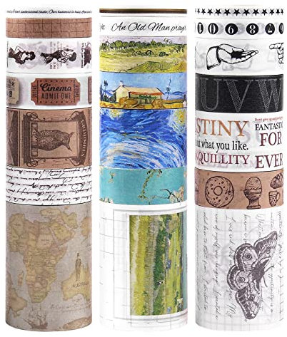 Lychii 21 Rollen Washi Tape Set, Vintage Dekorative Masking Tape DIY Papier Klebebänder für Art & Crafts, Karten, Briefumschläge, Kalender, Pakete und Tagebücher
