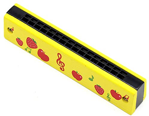 Katutude Kinder Holz Mundharmonika Spielzeug, 16 Loch Mundharmonika, Cartoon Zweireihig Mundharmonika für Anfänger/Profis Spielzeug Geschenke für Kinder