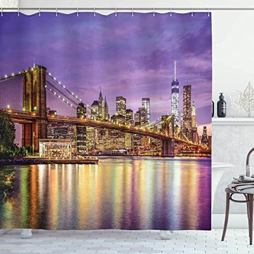 MEKPAM Rideau De Douche New York NYC Exquis Skyline Manhattan Broadway Vieux Quartier Touristique Pays Impression Tissu Salle De Bain Décor 180X180cm