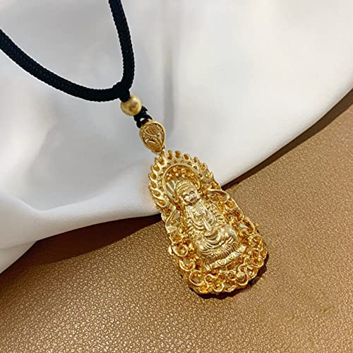 Feng Shui Halskette Vietnamesisch Sand Gold Halskette Bodhisattva Anhänger Halskette Verstellbare Halskette Chinesische Halskette Meditationsdekoration Yoga Mala Feng Shui Glücksgeschenke for Frauen A