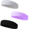 3 Stück Sport Stirnbänder, Elastische Yoga Stirnband rutschfeste Kopfbänder Elastische Haarbänder Sportliche Stirnband Schweißband, für Laufen, Radfahren, Yoga, Basketball (Schwarz Lila Grau)
