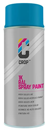 CROP Bombe de peinture RAL 5012 Bleu Clair - Brillant - 400ml - Bombe aérosol Bleu - 100% inaltérable - Séchage rapide - Intérieur & Extérieur - RAL5012