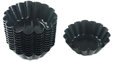 LoveDeal 2.6 Inch Egg Tart Pan, Nonstick Fluted Edge Quiche Mold, 12 Pack