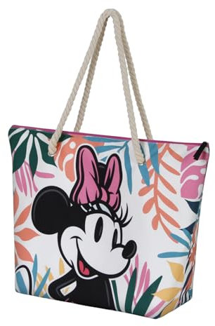 Disney Mickey Minnie Mouse-Bolsa de Playa Soleil, 52 x 37 cm, Multicolor Island
