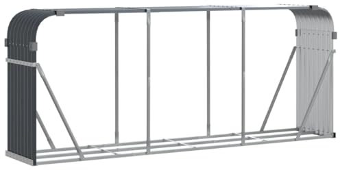vidaXL Kaminholzunterstand, Kaminholzregal mit viel Stauraum, Feuerfest Brennholzregal mit Haken, Garten Holzlager Unterstand, Anthrazit 234x45x100cm Verzinkter Stahl