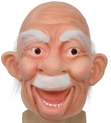 Giftik Realistische Maske für alte Männer, 3D-Halloween-Kostüm, Latex-Maske, sichtbare Latex-Kopfbedeckung, Horror-Kostüm, Party-Requisite