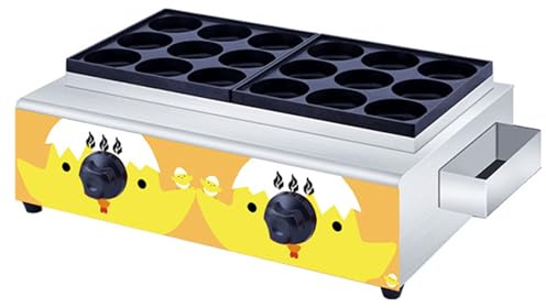 Plancha para hamburguesas con huevo de 18 orificios, máquina para hacer hamburguesas de carne a gas, control de perilla de 50-300°C, parrilla para sándwiches de 80 mm para hamburguesas, tortillas L