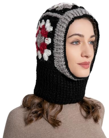 ZLYC Damen Winter Sturmhauben Stricken Winddicht Beanie Mütze Kapuzenschal | Warme weich und bequeme Balaclava,die im Winter Kopf und Nacken vor Wind schützt