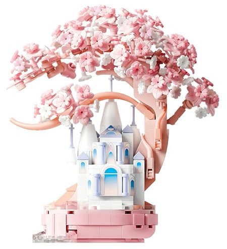 Lreyrous Pink Cherry Blossom Tree Building Set 543 pcs Sakura Bonsai Building Block Toy, Birthday Gift for Kids 14+ and Adults, Flower Bouquet Building Sets