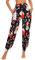 HAPYWER Weihnachten Hose Damen Haremshose für Lounguewear Festlich Yoga Workout Hose Leichte Pyjamahose Weiche Locker Bequem Hose mit großen Taschen(Weihnachten1-Schwarz,L)