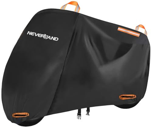 NEVERLAND Funda Moto Impermeable para Motocicleta, Funda para Moto Exterior Impermeable 245 x 105 x 125 cm Tejido Oxford 210D Cubre Moto Exterior Interior, Cubierta para Moto Scooter(XL)