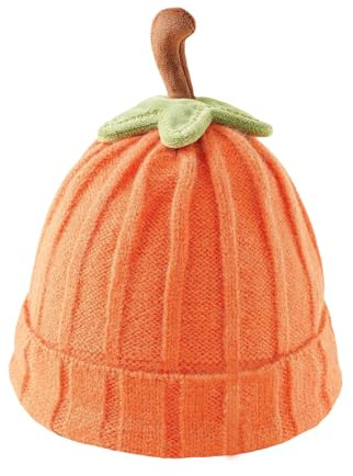 1–5T Baby Strick-Kürbis-Mütze für Kinder, Kleinkinder, Jungen, Mädchen, Winter, warm, Halloween, Kürbismützen, Orange/Abendrot im Zickzackmuster (Sunset Chevron), 1-5T