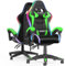 Racingreat Gaming Chair with Led Lights, Video Game Chair, Ergonomic RGB Gaming Chair for Adults, Height Adjustable Reclining Computer Chair with Headrest and Lumbar Support (With RGB, Green)