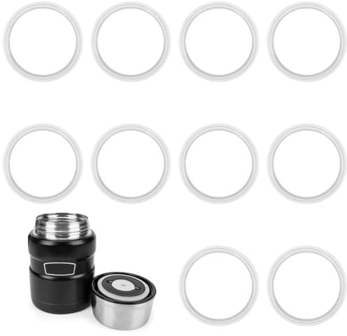Linkidea 10 Pcs Silicone Seal Replacement, Exact Fit Lid Seal Gasket Compatible with Thermos Stainless King Food Jar, Exact Fit to 16 and 24 Ounce (White)