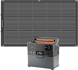ALLPOWERS S300 Plus Central eléctrica portátil 288Wh con panel solar flexible SF100 de 100W, 300W CA y salida USB-C de 100W, carga solar rápida, adecuada para exteriores, camping, viajes