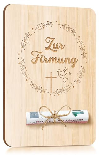 Legezon Firmung Konfirmation Geschenk für Mädchen & Jungen Geldgeschenke | Geldgeschenke Verpackung Firmung Konfirmation Karte Holz 14,7 × 10,4 cm | Geld Grußkarte Personalisiert originelle Idee
