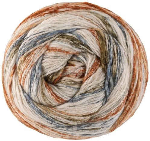 LANA GROSSA Gomitolo Hippie | Baumwoll-Leinengarn mit Hanffasern und Effektstreifen-Druck | Handstrickgarn aus 66% Baumwolle, 30% Hanf & 4% Leinen |100g Wolle zum Stricken & Häkeln | 300m, FB 3038