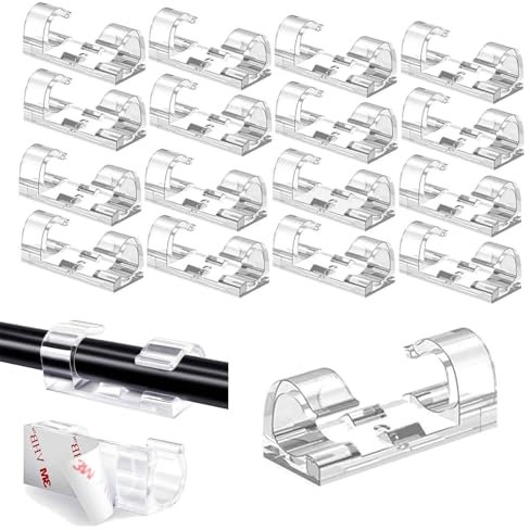 40PCS Cable Clips Self Adhesive,Transparent Cable Clips,Outdoor Light Hooks Wire Clips for Appliances Extension,Cables,Charger