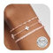Finrezio 3 Stück Armband Damen Rosegold 14 Karat Vergoldet Stapelarmbänder Sterling Silber 925 Armbänder Cubic Zirkonia Armbänder Verstellbare Armband Set Rosegold Schmuck für Damen