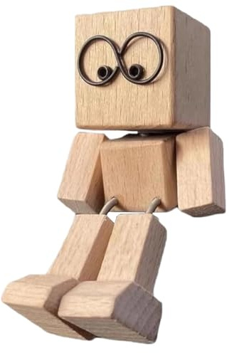 Opdestn Wackelnde Holzfigur, Schüttelmann Wackelfigur Holz Auto, Wackelnde Holzfiguren mit Gesichtsausdrücke, Wackelfüße Holzpuppe Auto Holzfigurs, Wackelmännchen Autos, Desk Ornaments