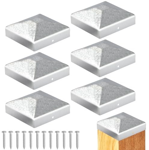 Sturiz 6 tappi per pali da 7 x 7 cm, tappi per pali di recinzione, tappi per pali di recinzione, tappi per pali di recinzione, tappi di copertura per pali in metallo, tappi quadrati per pali di