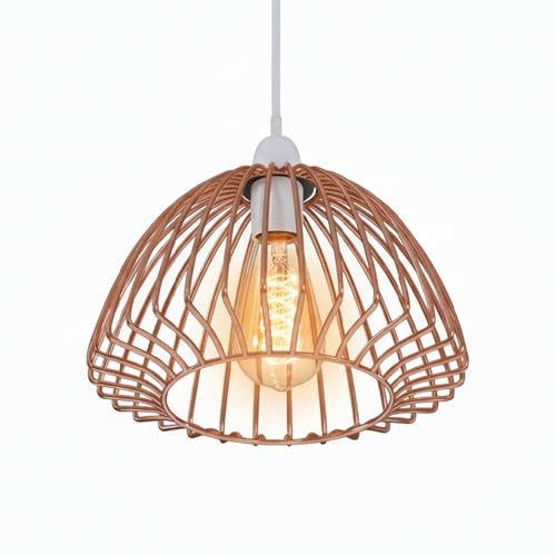 Rose Gold Ceiling Light Wire Basket Metal Basket Pendant Lighting Ceiling Light Shade Lampshade (18 cm Rose Gold Cage)