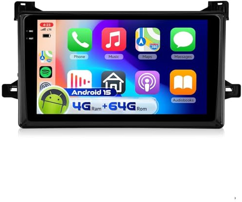 4G 64G VECHTEL 9 Bluetooth-Autoradio für Toyota Prius Export 2015-2020 Carplay Android Auto,Android 15,EQ,WiFi GPS,Mirror Link,RDS/FM Radio 2 Din mit AHD Rückfahrkamera