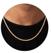 ZNBOH Halskette Herren Weizenkette Edelstahl Gold Kette für Männer Jungen | 18K Vergoldet Goldkette,Silberkette,2/3/4/5mm Breit,Hip-Hop Chain Necklace,46/51/56/61cm Länge,Schmuck Geschenke Männer Damen