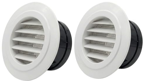 2pcs 100mm Air Vents for Wall Ceiling, 4 Inch Round Vent Cover Grille with Flyscreen Mesh Shed for Wall Indoor Outdoor Ducting HVAC Louvre Grille Ducts Tumble Dryer Vent