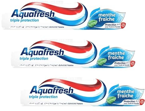 Aquafresh Zahnpasta, dreifacher Schutz, frische Minze, für starke Zähne und frischen Atem, Maxi-Format 125 ml (Packung mit 3)