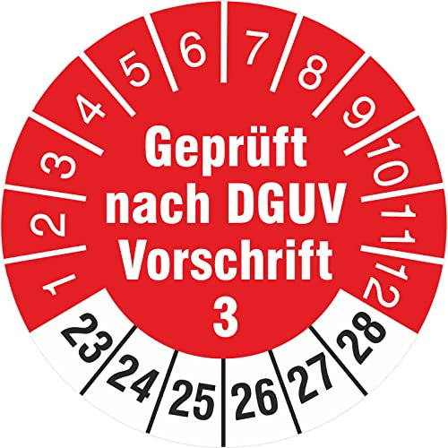 500 Stück geprüft nach DGUV Vorschrift 3 30mm Prüfetikett Prüfplaketten Rollenware türkis 2023-28