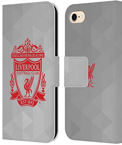 Head Case Designs Offizielle Liverpool Football Club Weiss Geometrisch 2 Crest 1 Leder-Wallet-Hülle Kompatibel mit Apple iPhone 7/8 / SE 2020 & 2022