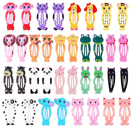 Frcolor Tier Snap Haarspangen Niedlichen Cartoon Haarspangen Haarnadel für Baby Kinder Kinder Mädchen (34 Stücke)