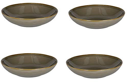 Set di 4 Ciotole da Concerto Rose e Tulipani 21cm - Grigio/Tortora