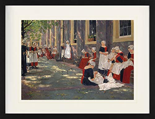 1art1 Max Liebermann Poster Freistunde Im Amsterdamer Waisenhaus, 1881-1882 Gerahmtes Bild Mit Edlem Passepartout | Wand-Bilder | Im Bilderrahmen 80x60 cm
