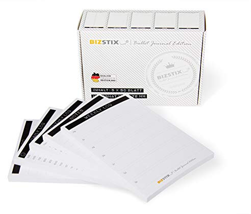 BIZSTIX® Bullet Journal Haftnotizen-Box “Business-Edition” - selbstklebende Notizzettel für das einfache Selfmanagement