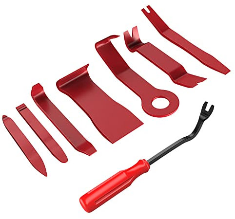 GOOACC 8-teiliges Werkzeugset zum Entfernen von Auto-Verkleidungen, kratzfestes Hebelwerkzeug-Set für Auto-Audio-Armaturenbrett, Türverkleidung, Fenster, Entferner-Werkzeug-Set, Rot