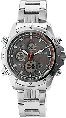 Raptor Herren-Uhr Edelstahl Chronrograph Leuchtzeiger Datum Analog Digital RA20320 (silberfarbig/grau)