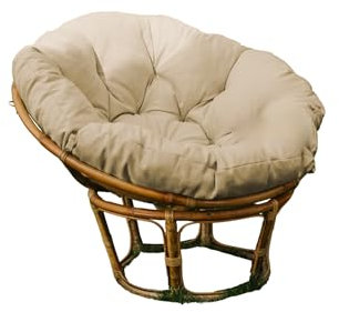 chilly pilley Papasansessel Rundkissen RundRattansessel Auflage Sesselkissen Gartenkissen Sitzkissen Garten Kissen Gesteppt mit Schlaufen (40cm, Creme)
