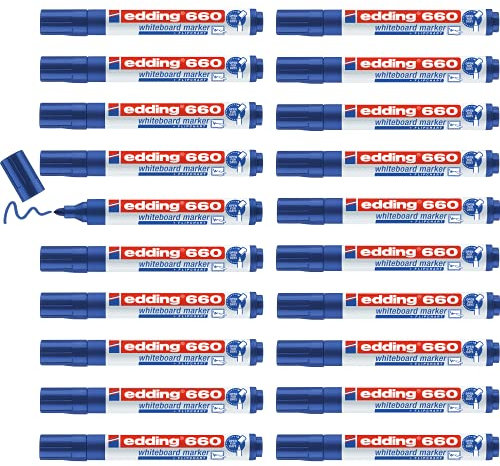 edding 660 Whiteboard-Marker, Rundspitze, Strichbreite 1,5-3 mm, Vorteilspack 17+3, blau