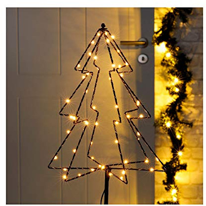 LED Gartenstecker Tannenbaum Timer Weihnachtsbaum Lichterkette Erdspieß Deko