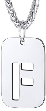 Bandmax Chapa Militar Letra F Colgante Chapa con Cadena Espiga de Acero Inoxidable Dog Tag
