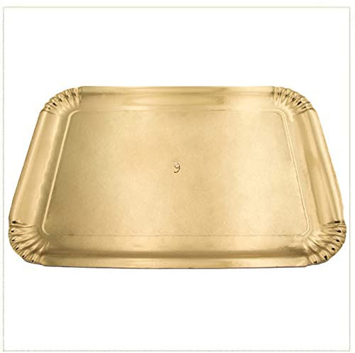 VIRSUS Vassoio/Navetta in Cartone di Colore Oro per Pasticceria disponibile in confezione da 10 kg (circa 42pz) – Formato 47x35cm Misura 9 – Vassoi Monouso per Dolci, Pasticcini, Torte