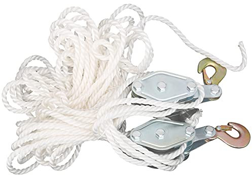 Doppel Flaschenzug, 20m Umlenkrolle Flaschenzugrolle Umlenkrollen Riemenscheibe Schalen Riemenscheibe Roller Hängender Draht für Kajaks Kanus Fabriken Seilhebern Schiffen Hubhöhe 2,5 m 2000Kg