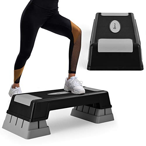 COSTWAY Höhenverstellbarer Aerobic Stepper mit 3 Stufen 12/17 / 22cm, Steppbrett bis 150KG belastbar, Stepbench, Fitness Stepper für das Heim-Fitness (Grau)