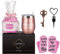 Livole Mother's Day Birthday Gifts for Mum - Wine Tumbler Cupcake Socks Set, 12 Oz Stainless Steel Glass With Lid, Straw, Bottle Opener, Stopper - Best Mum Ever, 12oz Rose Gold