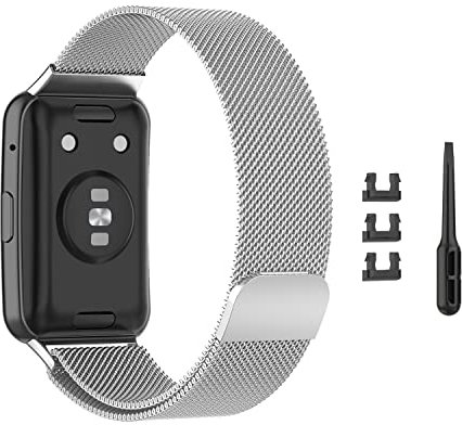 ZoRoll Bracelet Compatible avec Huawei Watch Fit, Inoxydable Metal Sangle de Remplacement magnétique Compatible avec Huawei Watch Fit - Argent