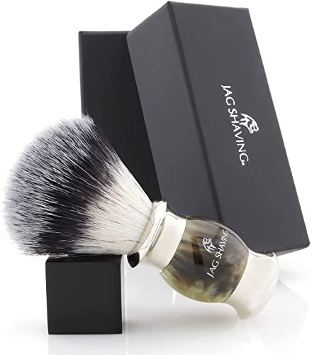 Jag Shaving Rasierpinsel – Synthetischer Rasierpinsel mit Silberspitze – Jag's Lee Range – Green Horn Imitation – Rasierpinsel – passend zu Ihrem Rasierhobel