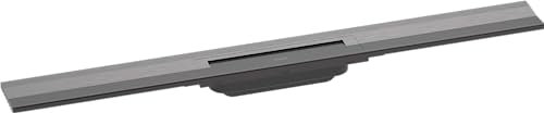 hansgrohe Fertigset Duschrinne RainDrain Flex, Abflussrinne 800mm, Bodenablauf Dusche kürzbar zur Wandmontage, Brushed Black Chrome