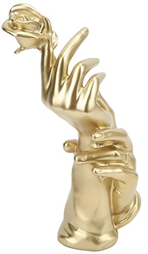 GLOGLOW Rose Holding Statue, Ewige Rose Handform Figur Rose Holding Hands Paar Statue für Wohnzimmer Schlafzimmer Büro Desktop Decor
